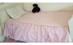 2 Rare Morgan Jones Vintage Chenille Twin Bedspreads Cotton Pink Periwinkle Blue